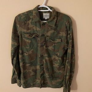 Camo print long-sleeve button down.